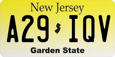 NJ license plate A29IQV