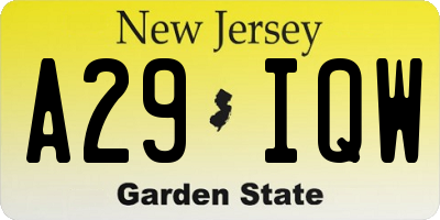 NJ license plate A29IQW