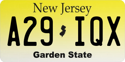NJ license plate A29IQX