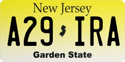 NJ license plate A29IRA