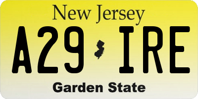 NJ license plate A29IRE