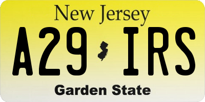 NJ license plate A29IRS
