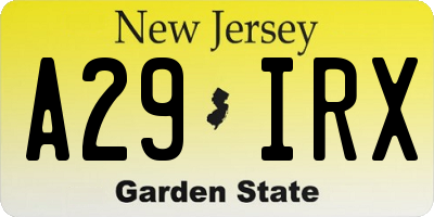 NJ license plate A29IRX