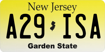 NJ license plate A29ISA