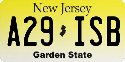 NJ license plate A29ISB