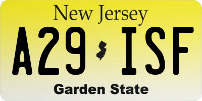 NJ license plate A29ISF