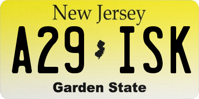 NJ license plate A29ISK