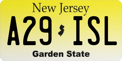 NJ license plate A29ISL