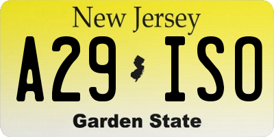 NJ license plate A29ISO