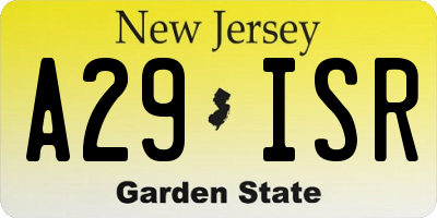 NJ license plate A29ISR