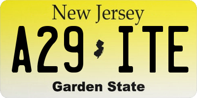 NJ license plate A29ITE