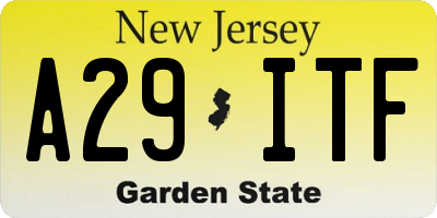 NJ license plate A29ITF