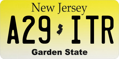 NJ license plate A29ITR