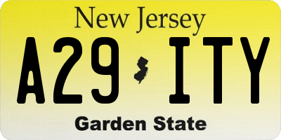 NJ license plate A29ITY