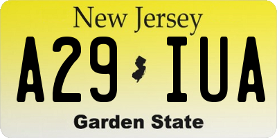 NJ license plate A29IUA