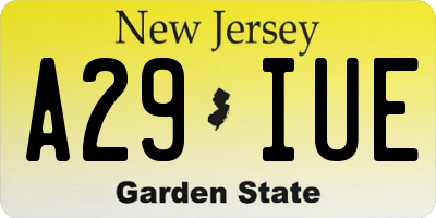 NJ license plate A29IUE