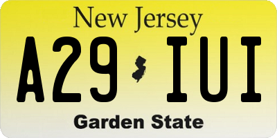 NJ license plate A29IUI
