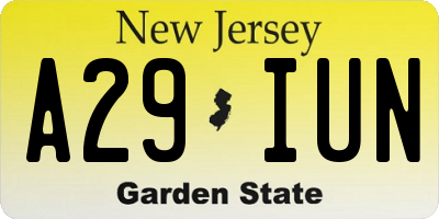 NJ license plate A29IUN
