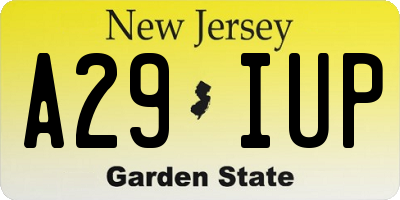 NJ license plate A29IUP