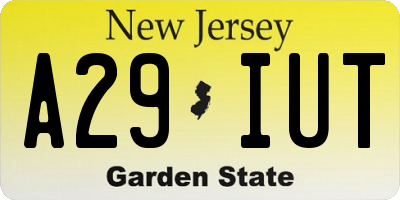NJ license plate A29IUT