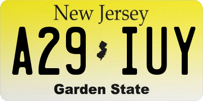 NJ license plate A29IUY