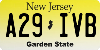 NJ license plate A29IVB
