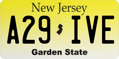 NJ license plate A29IVE