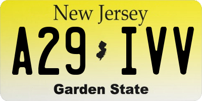 NJ license plate A29IVV