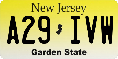 NJ license plate A29IVW