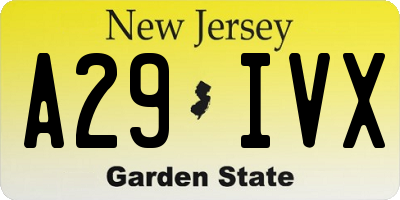 NJ license plate A29IVX