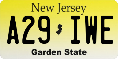 NJ license plate A29IWE