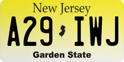 NJ license plate A29IWJ