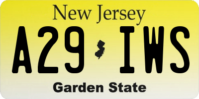 NJ license plate A29IWS