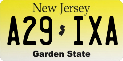 NJ license plate A29IXA