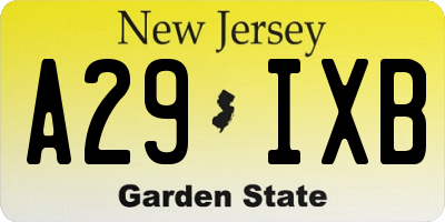 NJ license plate A29IXB