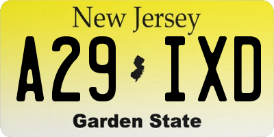 NJ license plate A29IXD