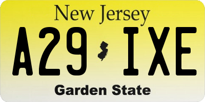 NJ license plate A29IXE