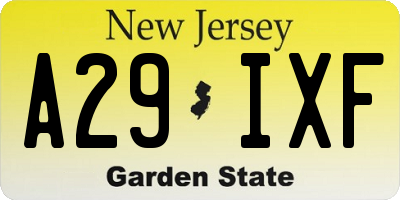 NJ license plate A29IXF