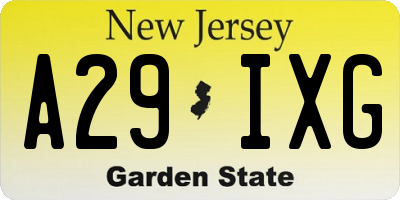 NJ license plate A29IXG