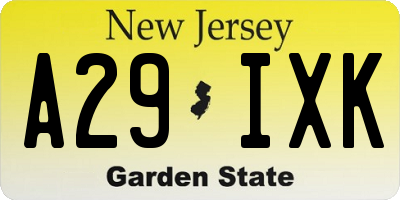 NJ license plate A29IXK