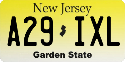 NJ license plate A29IXL