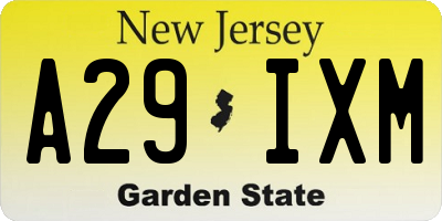 NJ license plate A29IXM