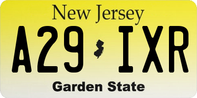 NJ license plate A29IXR