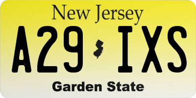 NJ license plate A29IXS