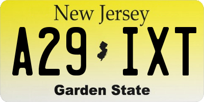 NJ license plate A29IXT