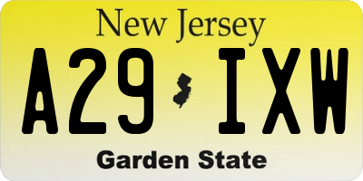 NJ license plate A29IXW