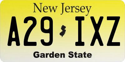NJ license plate A29IXZ