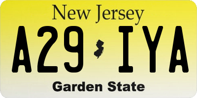 NJ license plate A29IYA
