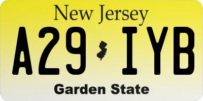 NJ license plate A29IYB