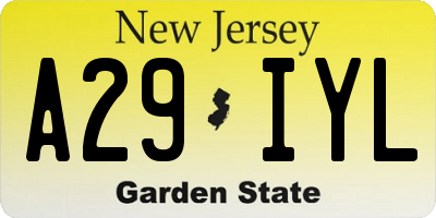 NJ license plate A29IYL